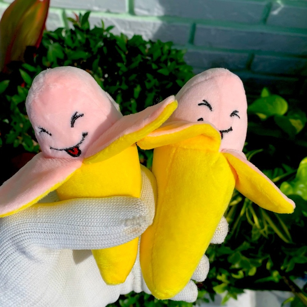 Two Banana Peel Plush Dog Toy
